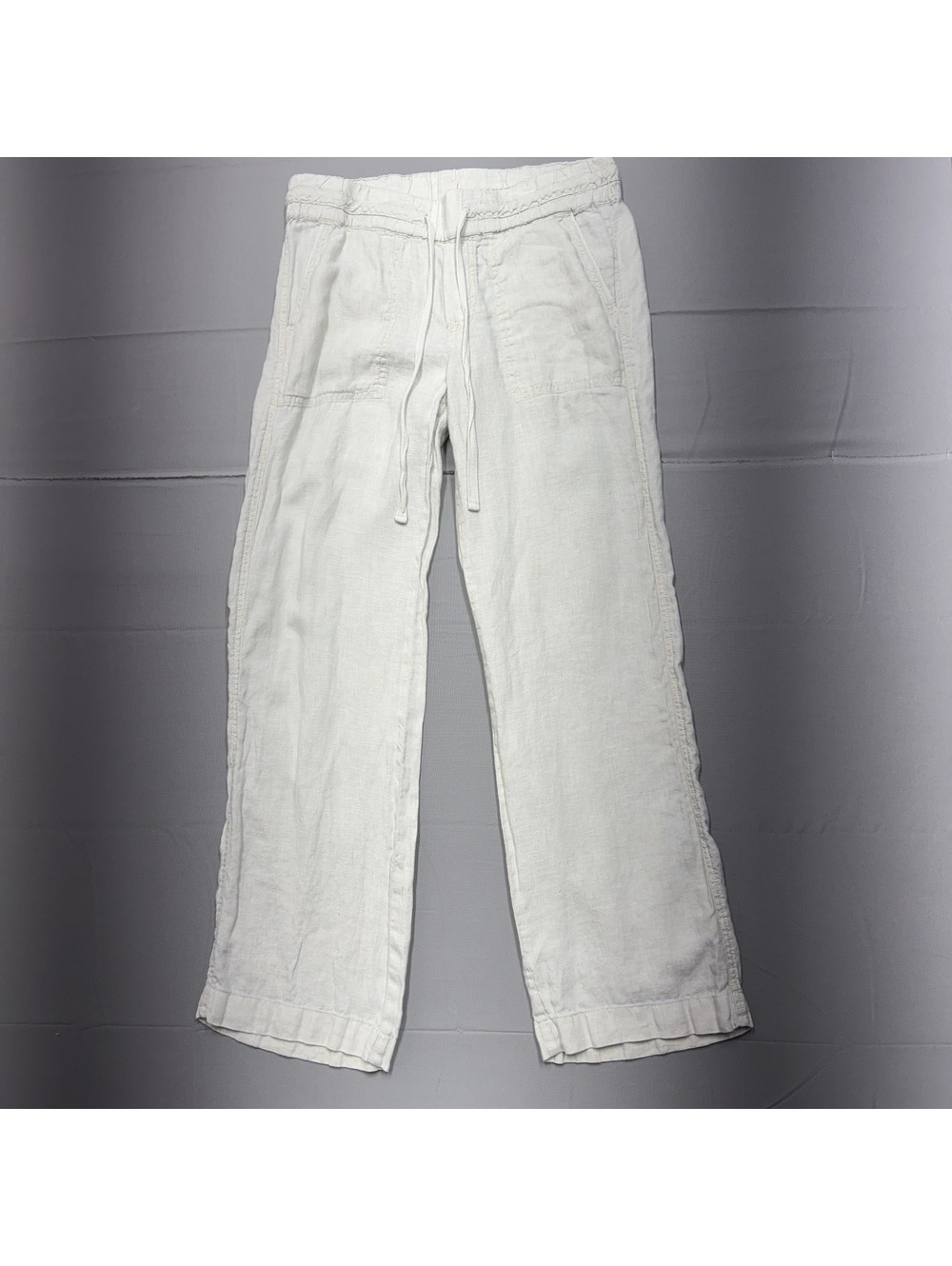 Caslon Womens Linen Drawstring Wide Leg Pants Size S Off White Beach Coastal